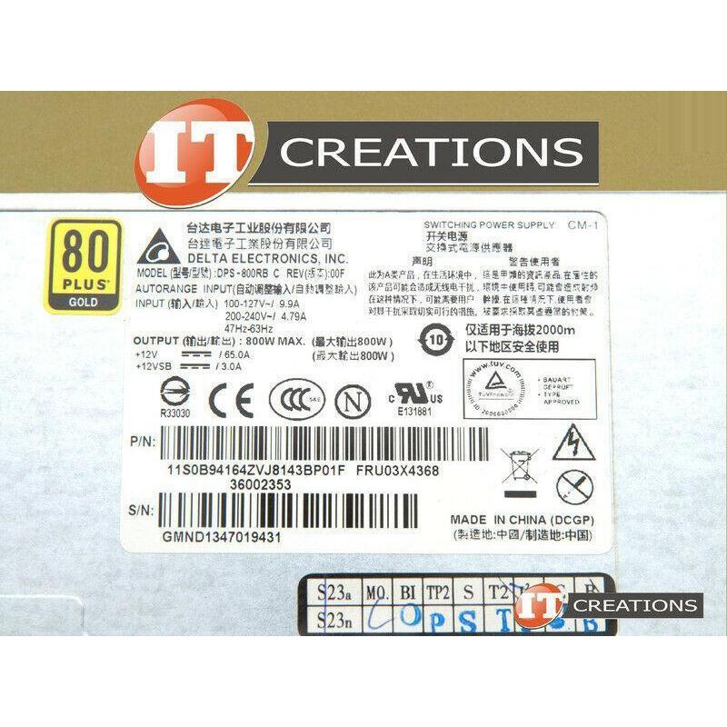 LENOVO POWER SUPPLY 800W 80 PLUS GOLD HOT SWAP FOR LENOVO RD540 RD640 0B94164-FoxTI