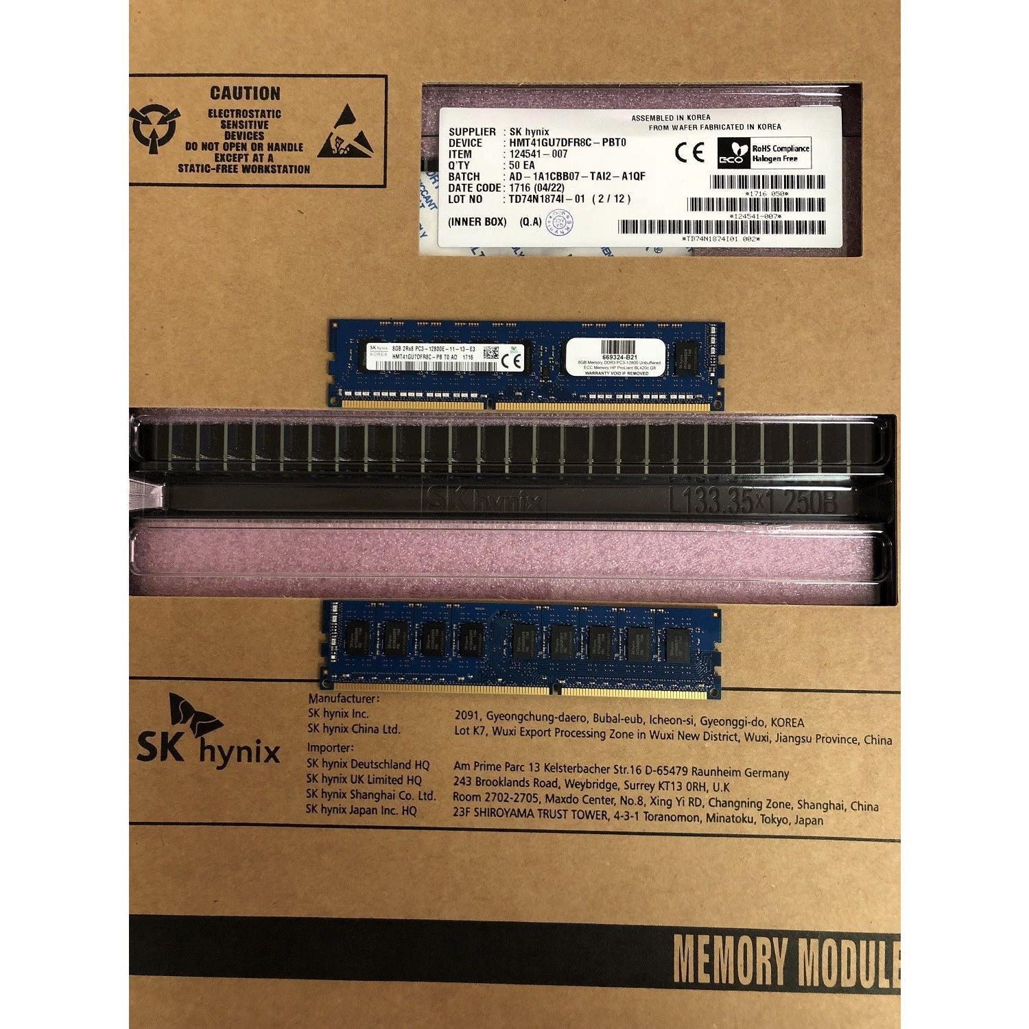 Memoria 669324-B21 8GB Memory DDR3 PC3-12800 Unbuffered ECC Memory HP ProLiant BL420c G8 - AloinfoUSA