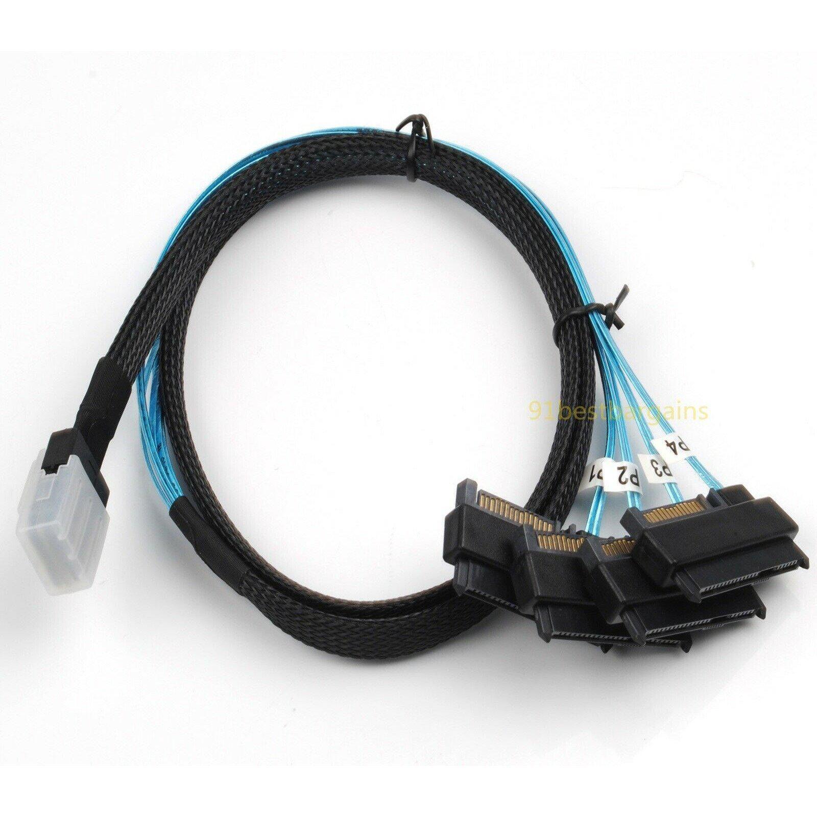 Mini SAS 36P SFF-8087 to 4 SFF-8482 Connectors With SATA Power Cable 1M US SHIP 813501730341 - AloinfoUSA