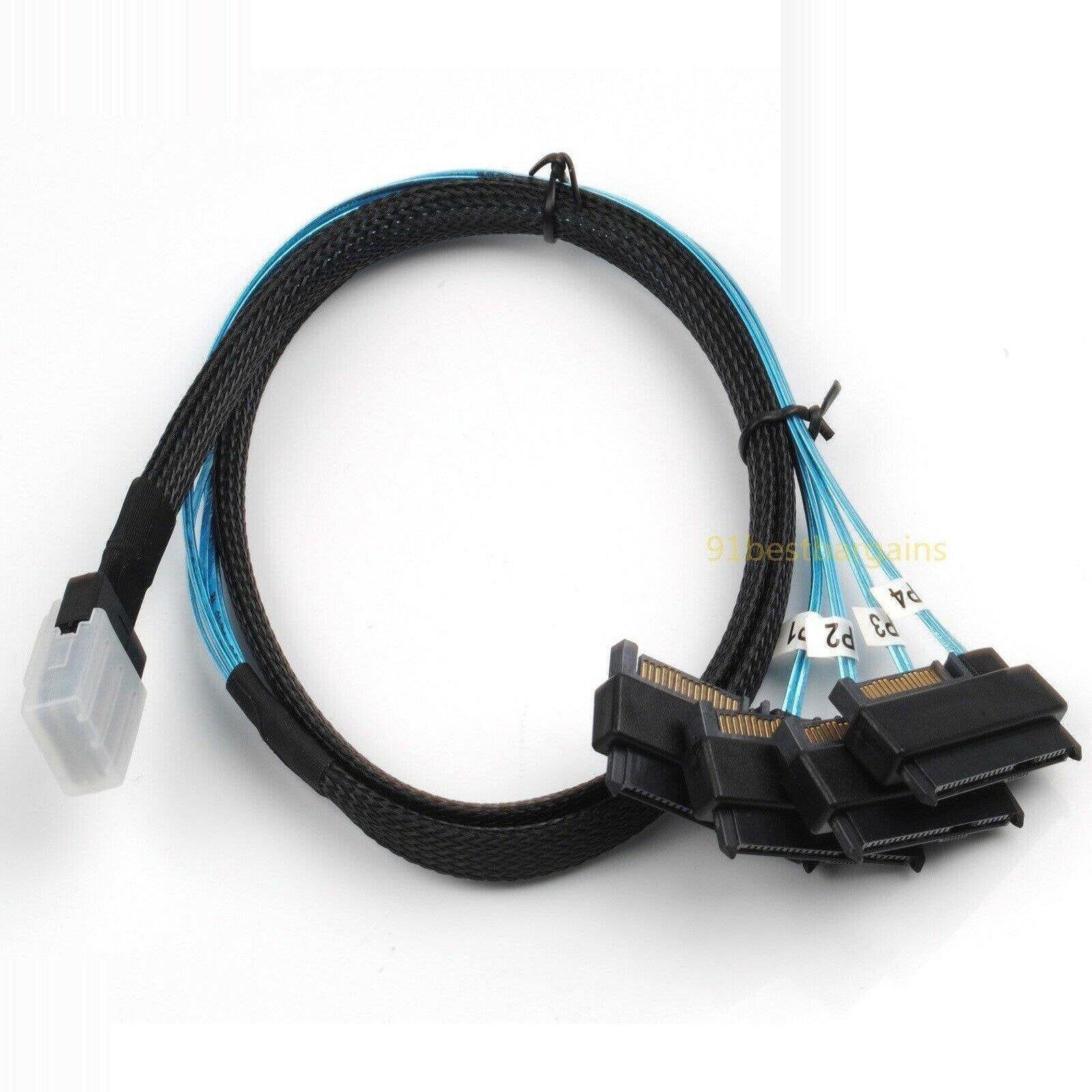 Mini SAS 36P SFF-8087 to 4 SFF-8482 Connectors With SATA Power Cable 1M US SHIP 813501730341 - AloinfoUSA