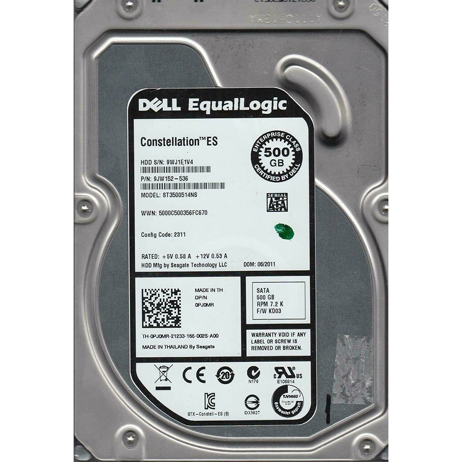 ST31000524NS, 9WK, KRATSG, PN 9JW154-536, FW KD03, Dell 1TB SATA 3.5 Hard Drive 763649027080 - AloinfoUSA