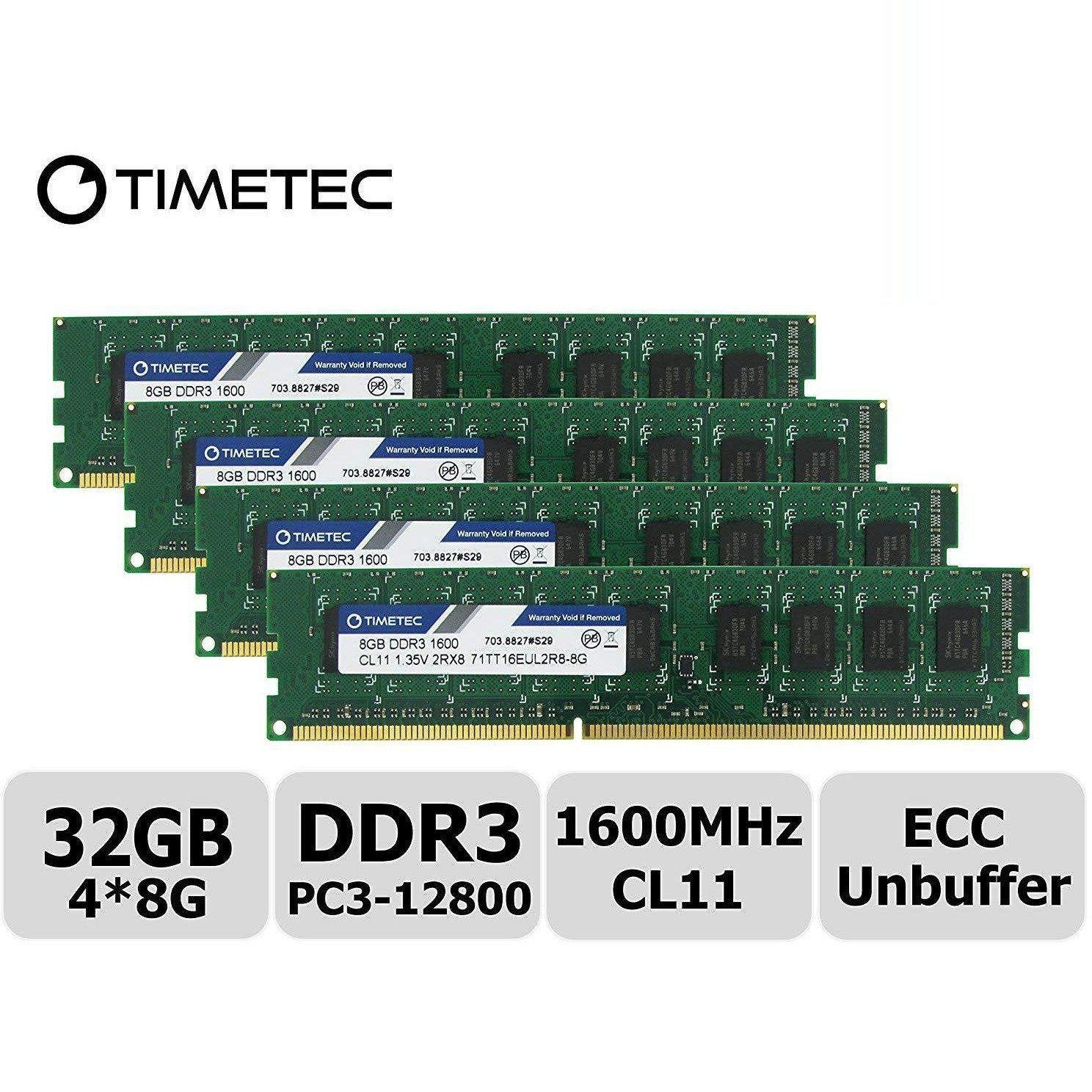 Timetec Hynix IC 8GB DDR3L 1600MHz PC3-12800 Unbuffered ECC 1.35V CL11 2Rx8 Dual Rank 240 Pin UDIMM Server Memory Ram Module Upgrade (8GB) - AloinfoUSA