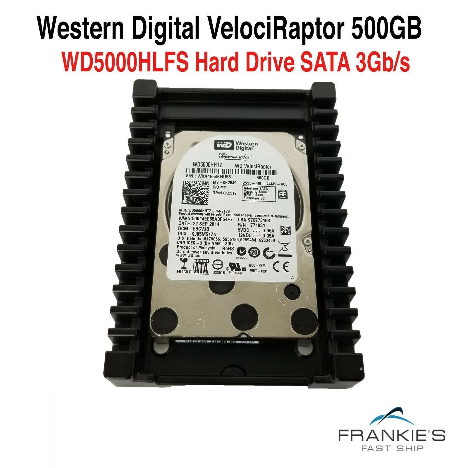 Western Digital WD VelociRaptor WD5000HHTZ 500GB Hard Drive SATA 6Gb/s - AloinfoUSA