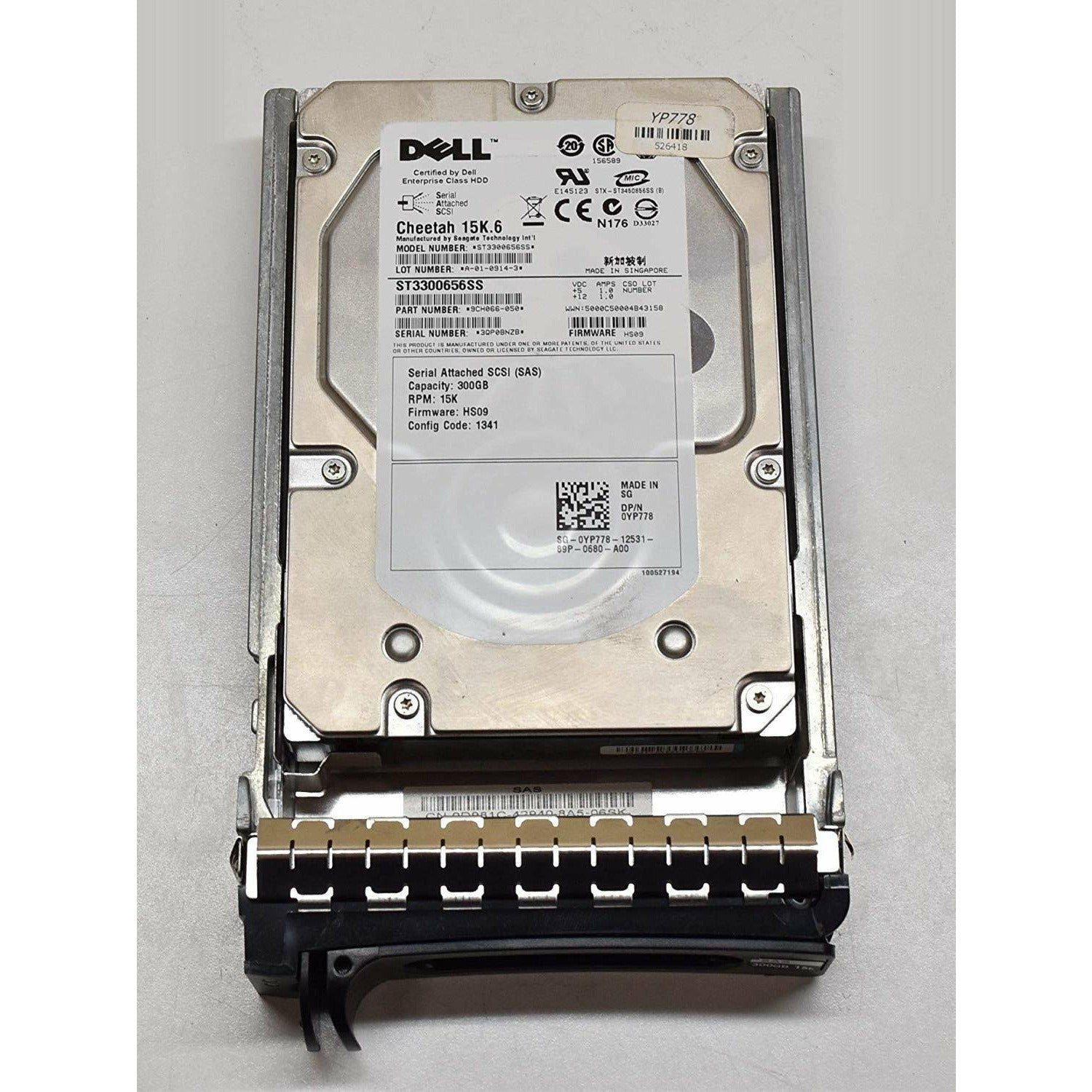 YP778 - DELL ENTERPRISE CLASS 300GB 15K SAS 3.5" 3Gbps 16MB CACHE HARD DRIVE W/TRAY F9541 COMPATIBLE WITH PowerEdge R900 R905 1900 1950 2900 2950 2970 MD1000 MD3000 MD3000i - AloinfoUSA